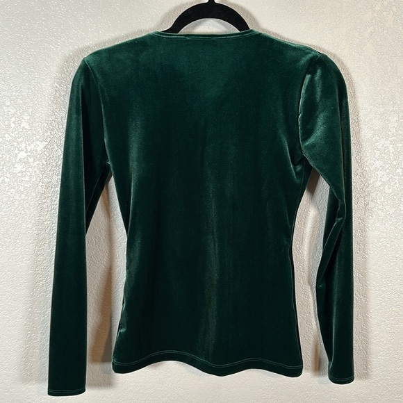J. Crew Emerald Green Velvet Faux Wrap Blouse Size XXS - Picture 5 of 7